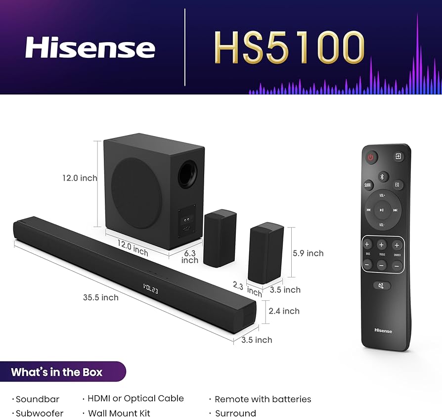 Hisense HS5100 Soundbar 5.1 Channel Soundbar - Image 2